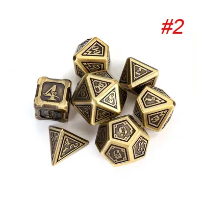 () 7pcs Set Embossed Heavy Metal Polyhedral Dices Playing Board Game Zinc Alloy