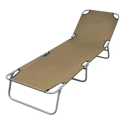 vidaXL Foldable Sunlounger with Adjustable Backrest Taupe Bed Recliner Chair