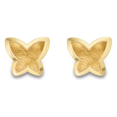 Jewelco London 9ct Yellow Gold Satin Brushed Butterfly Wings Stud Earrings - SENR02871