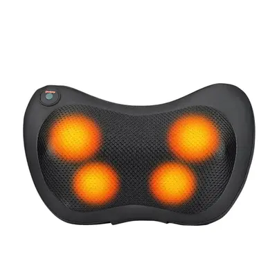 (4 Heads, US Plug) Electric Massager Pillow Infrared Heating Back Neck Car Seat