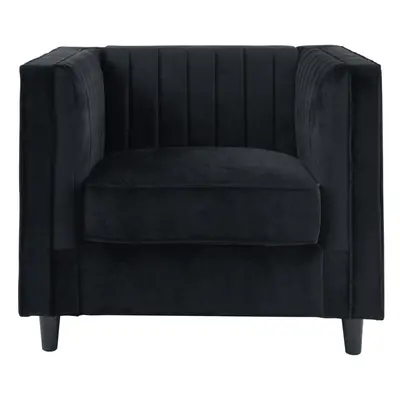 Premier Housewares Farah Black Velvet Chair