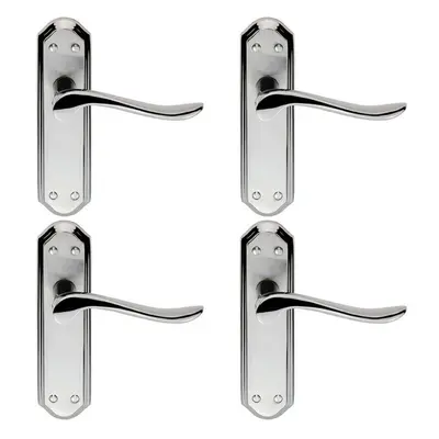 4x PAIR Curved Lever on Sculpted Latch Backplate x 48mm Dual Chrome