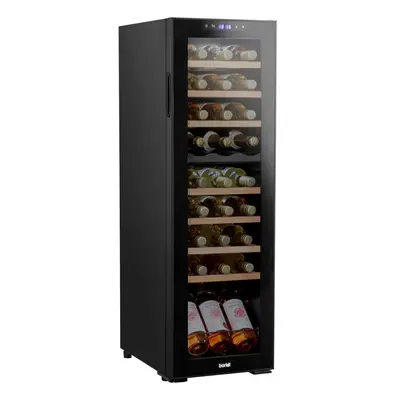 Baridi Bottle Dual Zone Wine Cooler, Fridge, Touch Screen Controls, Wooden Shelves, LED - Black 