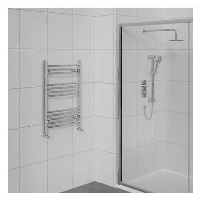 WarmeHaus Curved Heated Towel Rail Bathroom Ladder Radiator Central Heating Chrome 750x600mm