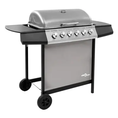 vidaXLGas BBQ Grill with Burners Black and Silver Barbecue Outdoor Cooker