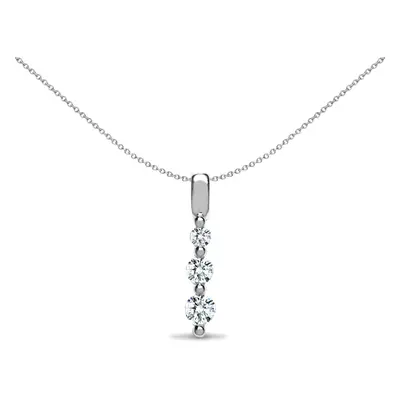 Jewelco London Ladies Solid 18ct White Gold Bar Set Round G SI1 0.25ct Diamond Trilogy Drop Pend