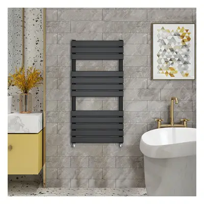 (1200x600mm) WarmeHaus - Minimalist Heated Towel Rail Radiator Bathroom Flat Panel Black