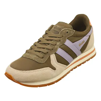 (4) Gola Daytona Chute Womens Fashion Trainers in Khaki Bone Lavender