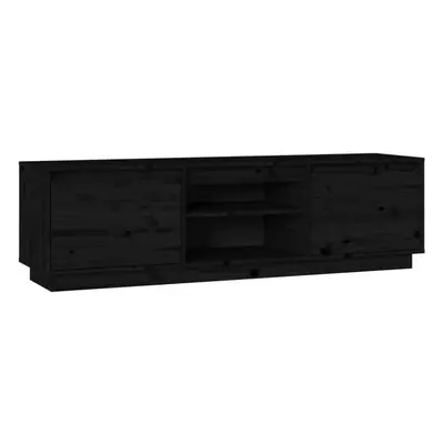 (black) vidaXL TV Cabinet TV Unit Entertainment Centre Media TV Stand Solid Wood Pine