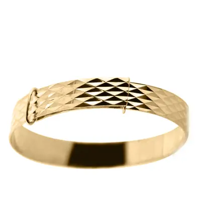 Jewelco London Kids Solid 9ct Yellow Gold Diamond-cut Engine Turned Argyle Pattern Expandable 5m