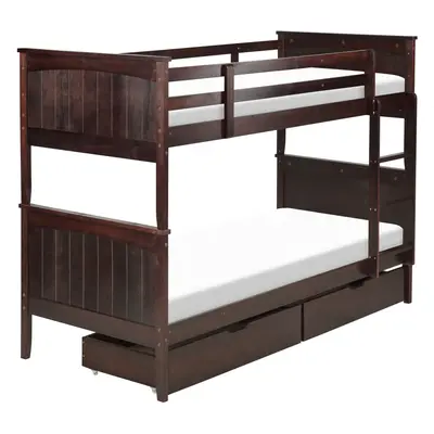 Bunk Bed with Drawers ALBON x cm (EU Single) Wood Dark Wood