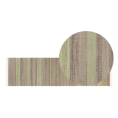 Jute Runner Rug x cm Beige and Light Green TALPUR