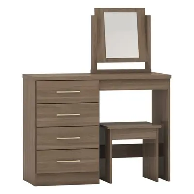 Nevada Drawer Dressing Table Set Rustic Oak Effect with stool and mirror