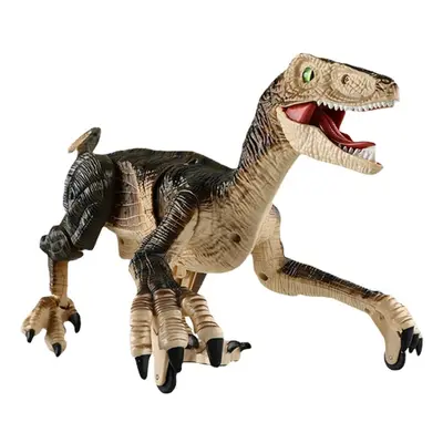 (Brown) 2.4G Channel Remote Control Raptor Velociraptor Dinosaur Model with Sound and Light Toys