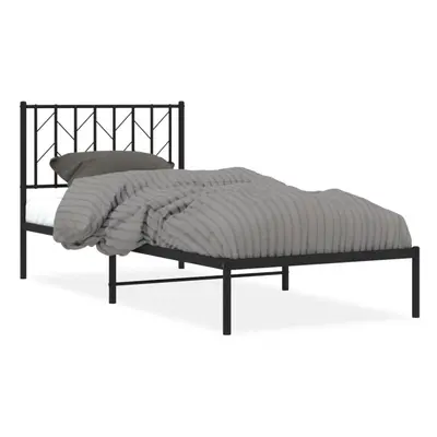 (black, x cm/ with headboard) vidaXL Metal Bed Frame with Headboard Mattress Foundation Black 80