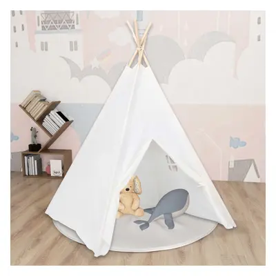 Children Teepee Tent with Bag Peach Skin White 120x120x150 cm