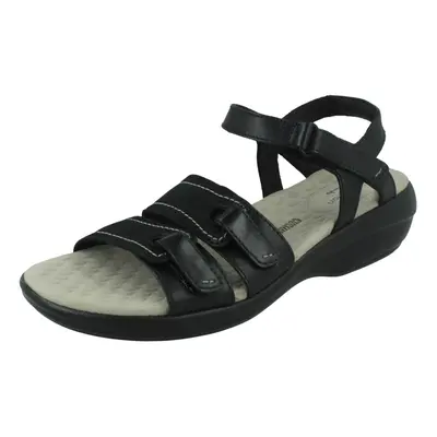 (Black, UK 6.5) Ladies Clarks Cushion Feel Casual Sandals Alexis Shine - D Fit