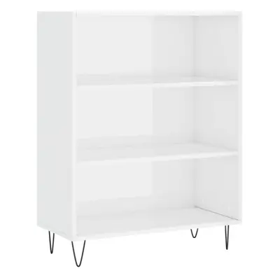 (high gloss white) vidaXL Bookcase Storage Unit Sideboard Bookshelf Concrete Grey Engineered Woo