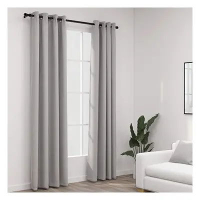 vidaXL Linen-Look Blackout Curtains with Grommets 2pcs Grey 140x245cm