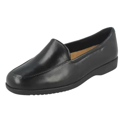 (UK 5.5, Black) Ladies Clarks Flat Loafer Style Shoes Georgia - EE Fit