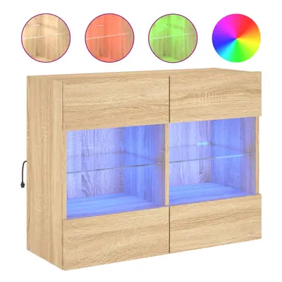 (sonoma oak, 78.5 x x 60.5 cm/ pcs) vidaXL TV Wall Cabinets with LED Lights TV Wall Unit Storage