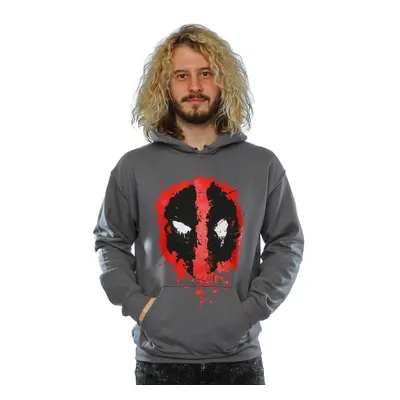 (S, Charcoal) Deadpool Mens Splat Face Cotton Hoodie