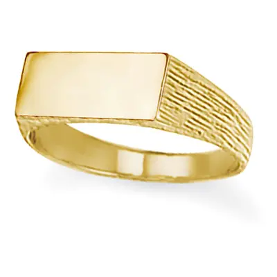 (M) Jewelco London Unisex Solid 9ct Gold Engravable Barked Initial Blank Plate Signet Ring - JIR