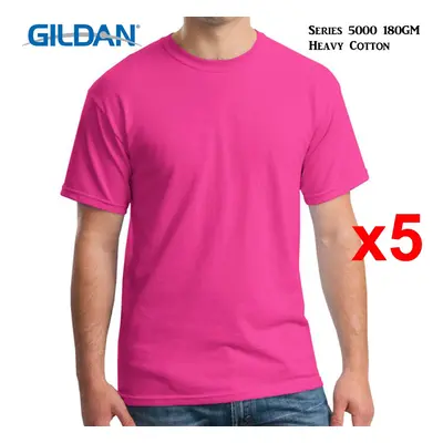 (XL) Packs Gildan T-SHIRT Blank Plain Basic Tee Men Heavy Cotton (Heliconia)