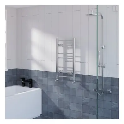 WarmeHaus Straight Heated Towel Rail Bathroom Ladder Radiator Central Heating Chrome 700x400mm