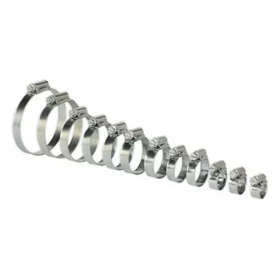 85 Pc Zinc Plated Hose Clip Assortment - to 57mm - External Pressed Threads