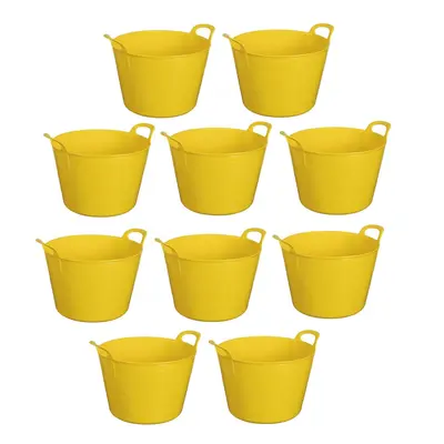 (Yellow Set Of 10) Plastic Litre Flexi Tub Storage Bucket