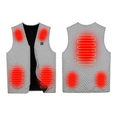 (4XL) Area Gear Electric Vest Heated Cloth USB Thermal Warm Heated Pad Warmer Grey