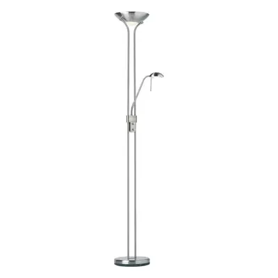 Mother & Child Floor Lamp Satin Chrome 1.8m Twin Light Dimmer Flexible Reading