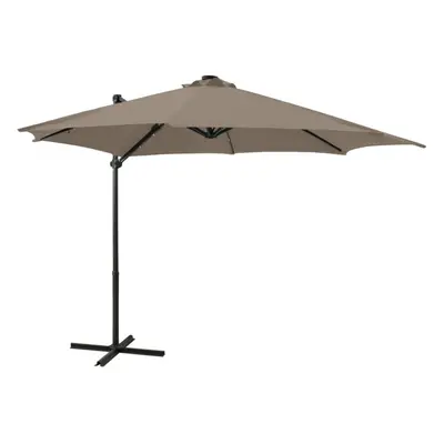 vidaXL Cantilever Umbrella with Pole and LED Lights Taupe cm Sunshade