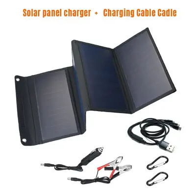 (charger wi cable) 28W Solar Panels Portable Folding Foldable Waterproof Dual 5V/2.1A USB DC 18V