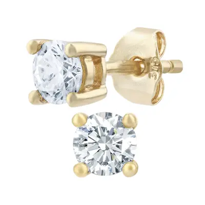 Jewelco London 9ct Yellow Gold Round 1/2ct Diamond Solitaire Stud Earrings - PE0AXL1864Y