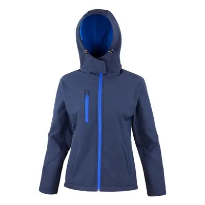 (12 UK, Navy/Royal Blue) Result Core Womens/Ladies Hooded Soft Shell Jacket