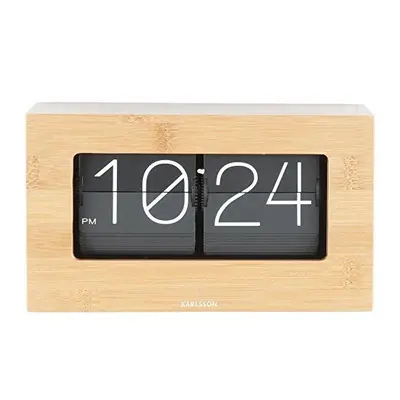 Present Time Boxed Flip Table Clock - BAMBOO