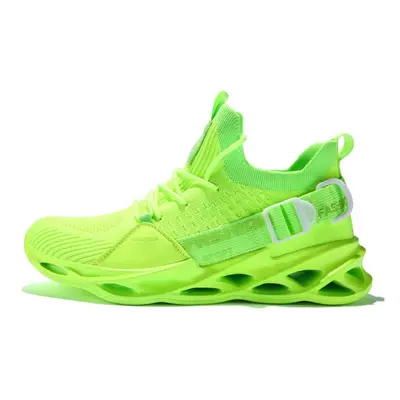 (Green, 11) Unisex Sneakers Mesh Breathable Running Light Soft Thick Sole Hole Couple Athletic S