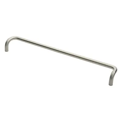 Cranked Door Pull Handle 19mm Dia 600mm Fixing Centres Satin Steel