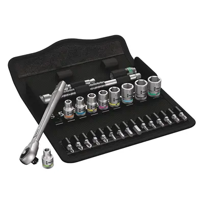 Wera 8100 SA Zyklop Metal Ratchet Set with push-through square, 1/4" drive, metric, pieces