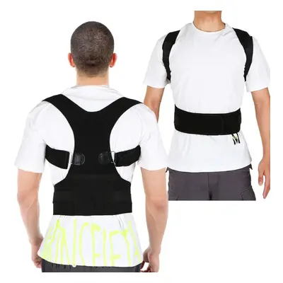 (Black, S) Shoulder Spine Back Support Belt for Men Women