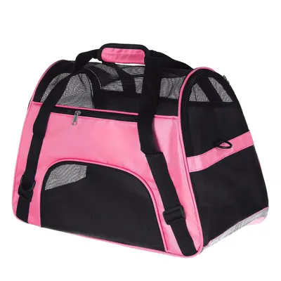 (Pink) Pet Carrier Soft Sided Cat Dog Comfort Safe Travel Tote Bag Travel Outdoor