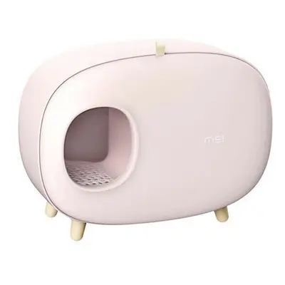 (Pink) Cat Litter Box Fully Enclosed Large Space Toilet Training Anti Splash Deodorant Potty