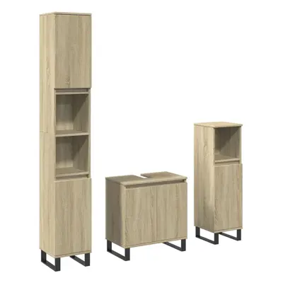 vidaXL Bathroom Furniture Set Piece Sink Cabinet Sonoma Oak Engineered Wood