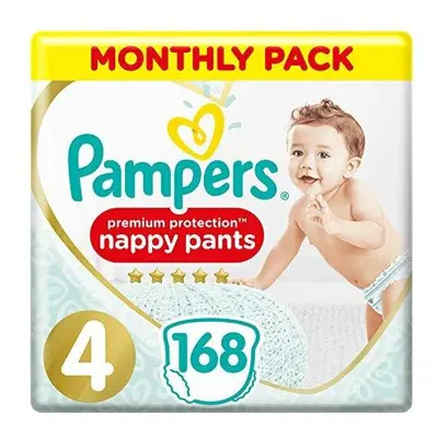 Pampers Premium Protection Nappy Pants Size 4, Nappy Pants, kg, Monthly Saving Pack, Gentlest To