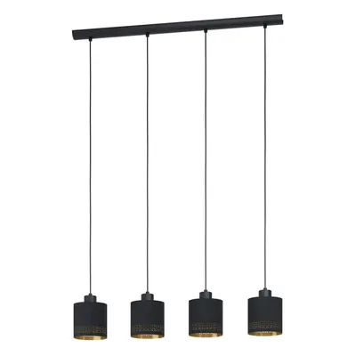 Pendant Ceiling Light Colour Black Shade Black Gold Fabric Bulb E27 4x28W