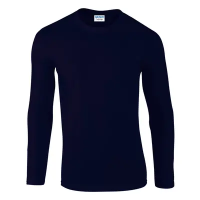 (2XL, Navy) Gildan Mens Soft Style Long Sleeve T-Shirt (Pack Of 5)