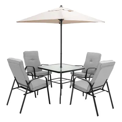 6 Pieces Patio Dining Outdoor Furniture Set Stackable Garden Chairs