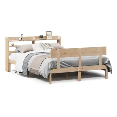 vidaXL Bed Frame with Headboard Bed 120x190 cm Small Double Solid Wood Pine